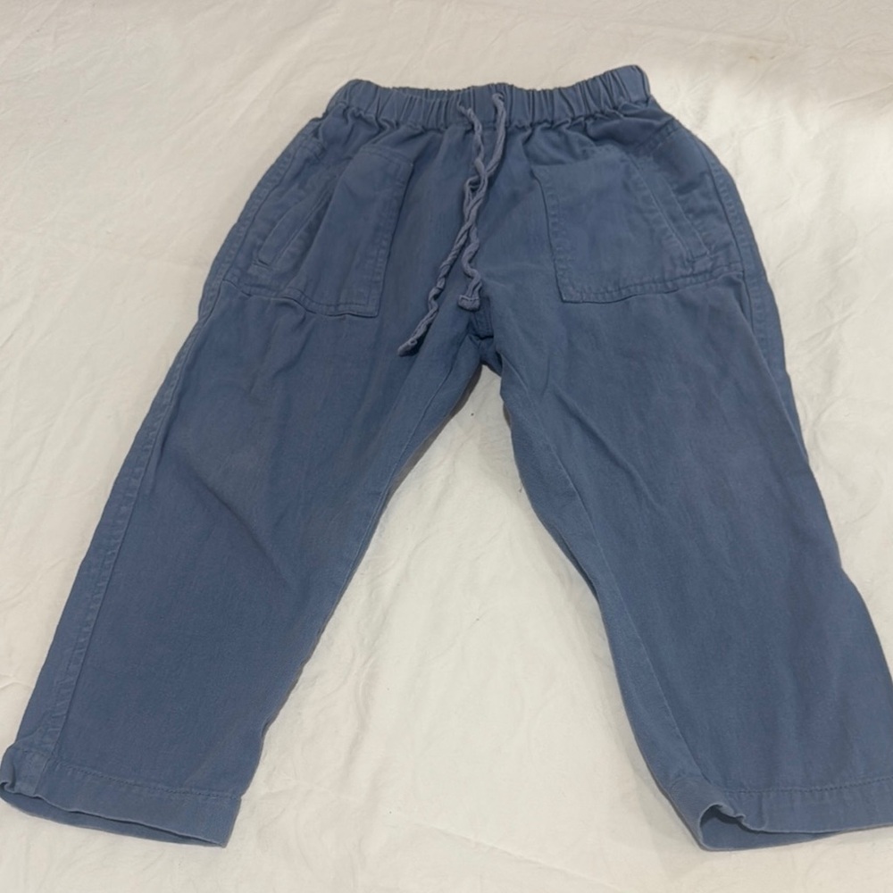 Casual Blue Elastic Waist Pants